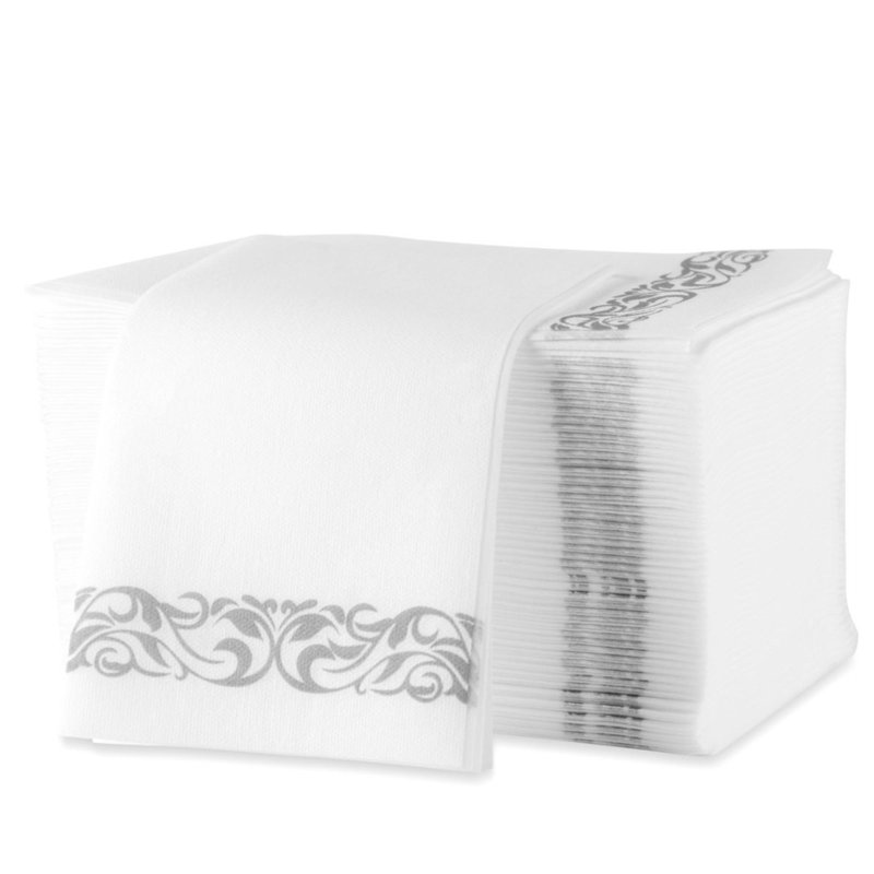 Ecoquality Disposable Bathroom Hand Towels Dinner Paper Napkins With Silver Design 100 Guests